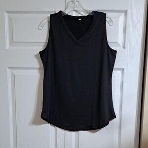 Black Sleeveless V-Neck Top
